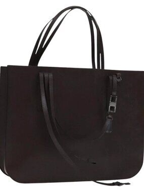 CHANEL Tote Bag Leather Brown Gold CC Auth bs22265